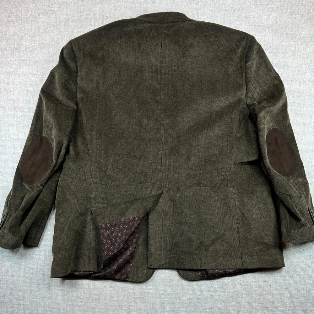 CHAPS Corduroy Sport Coat Blazer Men 50R Olive Brown Elbow Patch Academia Prep‎